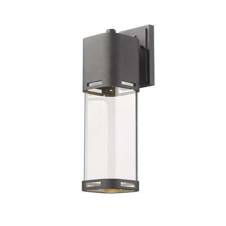 Z-LITE Lestat 1 Light Outdoor Wall Light, Black & Clear 562B-BK-LED